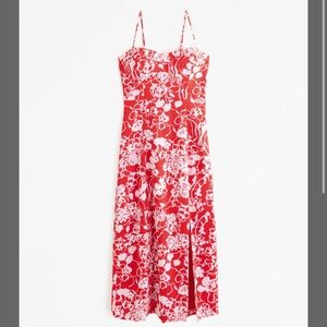 Abercrombie Camille Midi Dress (red pattern)